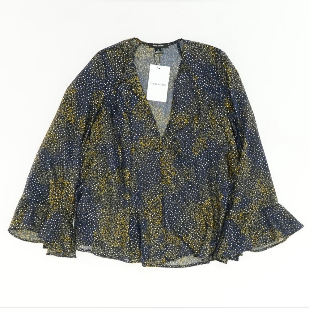 NWT Sabina Musayev Polka Dot Blouse Size XS